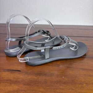 Ipanema Jelly Sandals Women 8 Gray T-Strap Grendene Waterproof Beach Flat Brazil